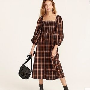 J Crew Smocked Puff Sleeve Dress